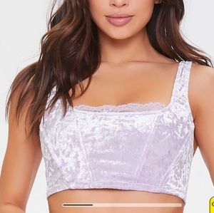 Nwt Forever 21 Lavender Purple Pastel Velvet Bustier bra Size XL rococo